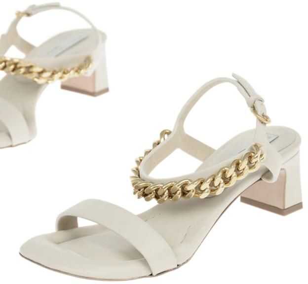 Stella McCartney Faux-Leather Falabella Sandals Embellished With Chain 5Cm Pink