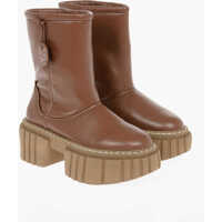 Botine Faux-Leather Emilie Shearling Combat Boots With Chunky Platf Femei