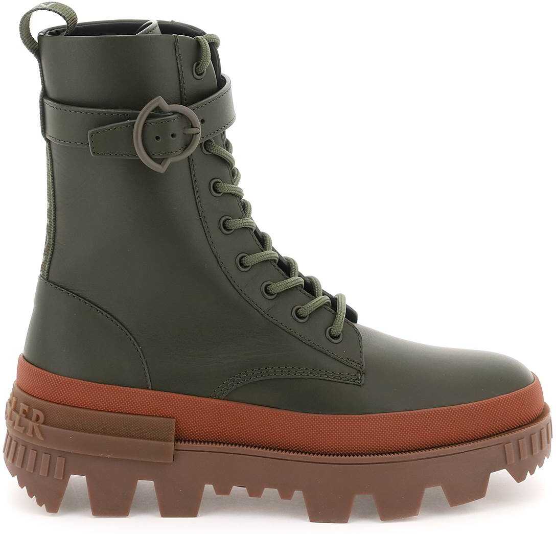 Moncler Basic \'Carinne\' Lace-Up Ankle Boots OLIVE