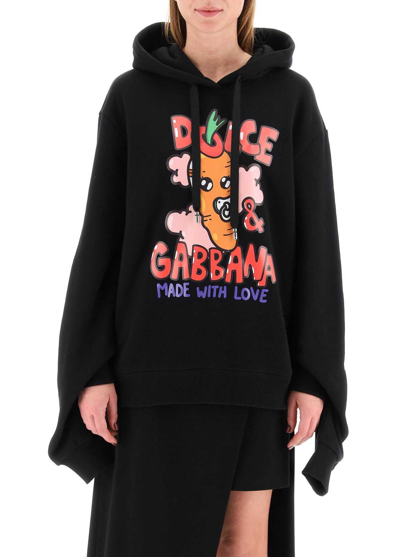 Dolce & Gabbana Printed Sweatshirt With Double Cuffs NERO