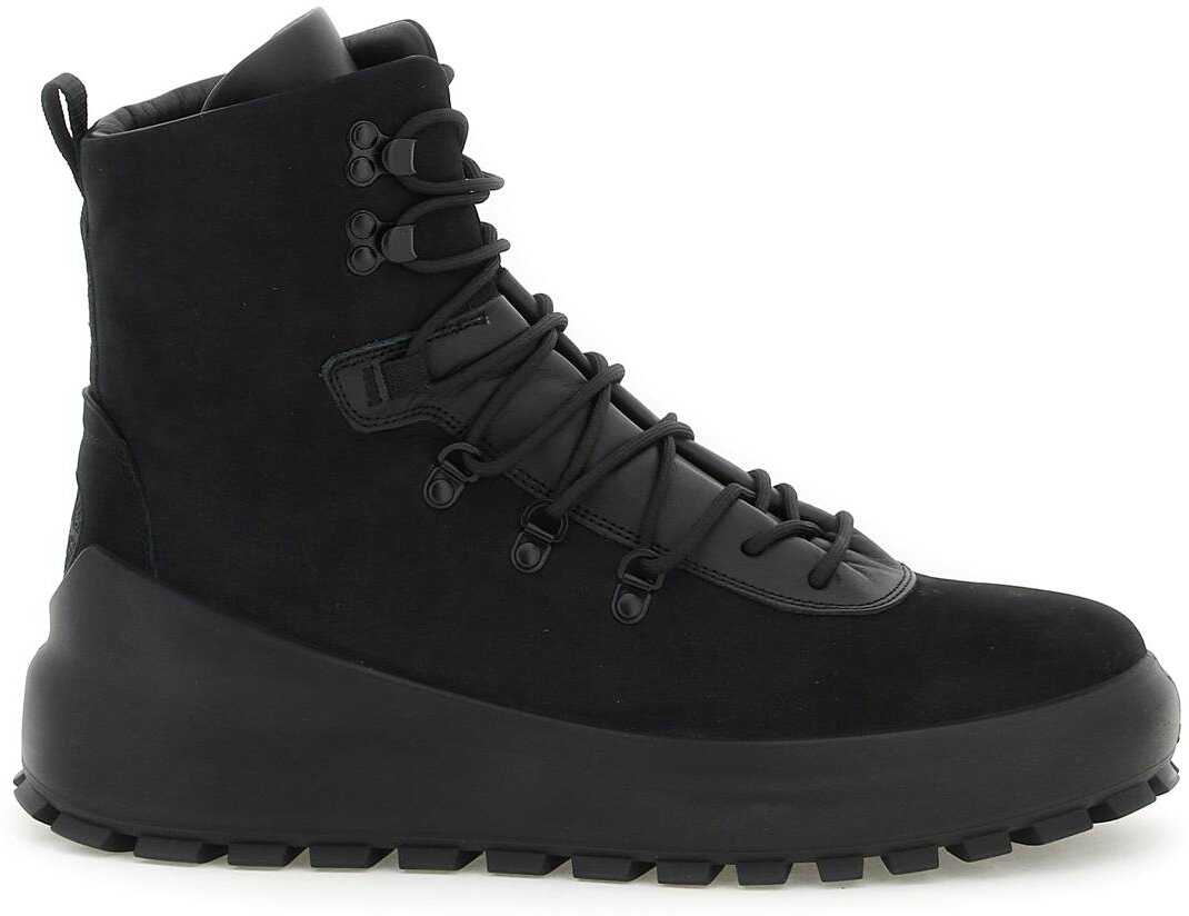 Stone Island Suede Leather Lace-Up Ankle Boots NERO