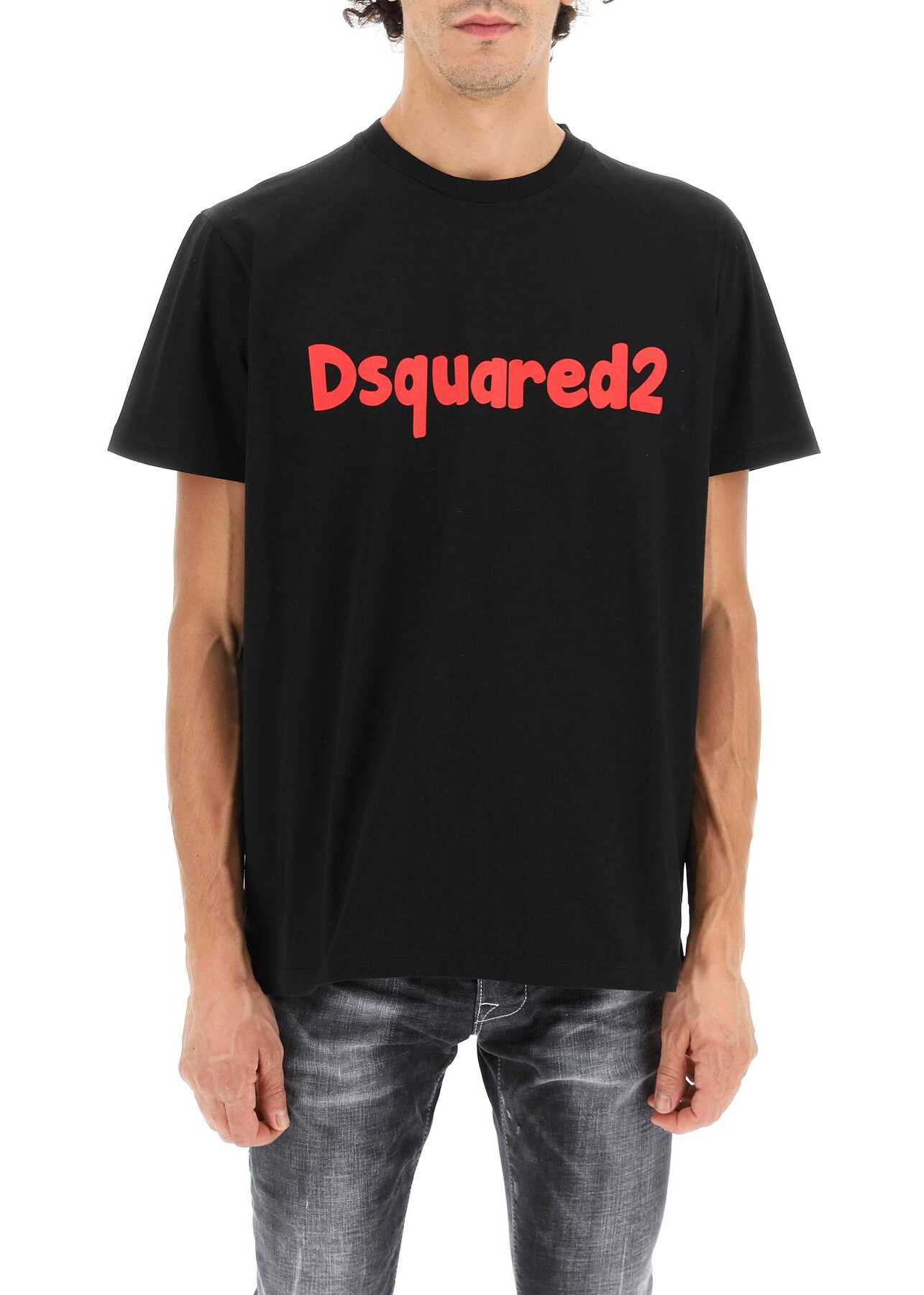 DSQUARED2 D2 Cartoon Logo T-Shirt BLACK