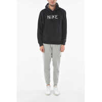 Topuri Nike pentru Barbati - Bluze de trening Nike Embroidered Logo Fleece Cotton Hoodie Black Barbati (BM 9320291) - B-mall.ro