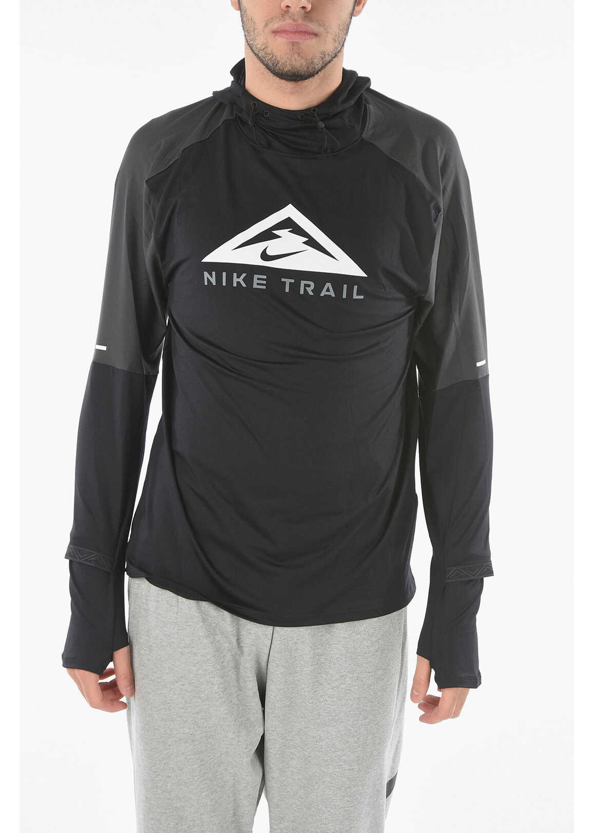Nike Contrasting Printed Lightweight Dri-Fit Hoodie Black