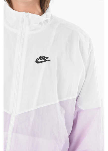 Jachete Nike Two-Tone Nylon Windbreaker With Zip Closure White Femei (BM 9321551) 3