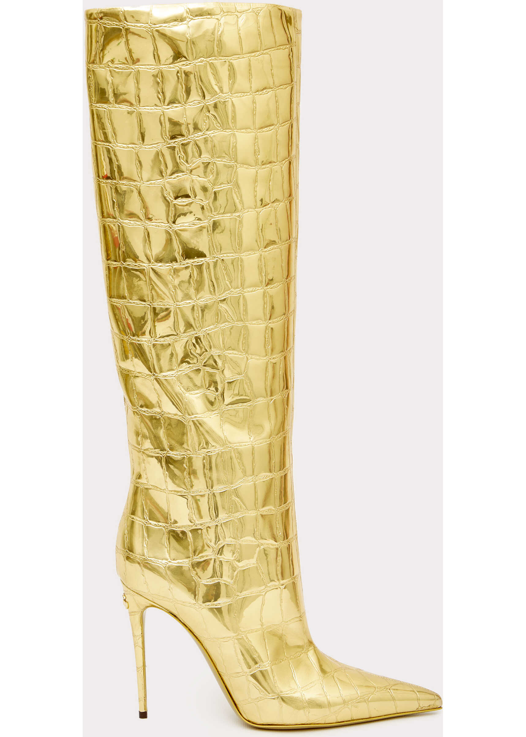 Dolce & Gabbana Croc-Effect Lollo Boots Gold