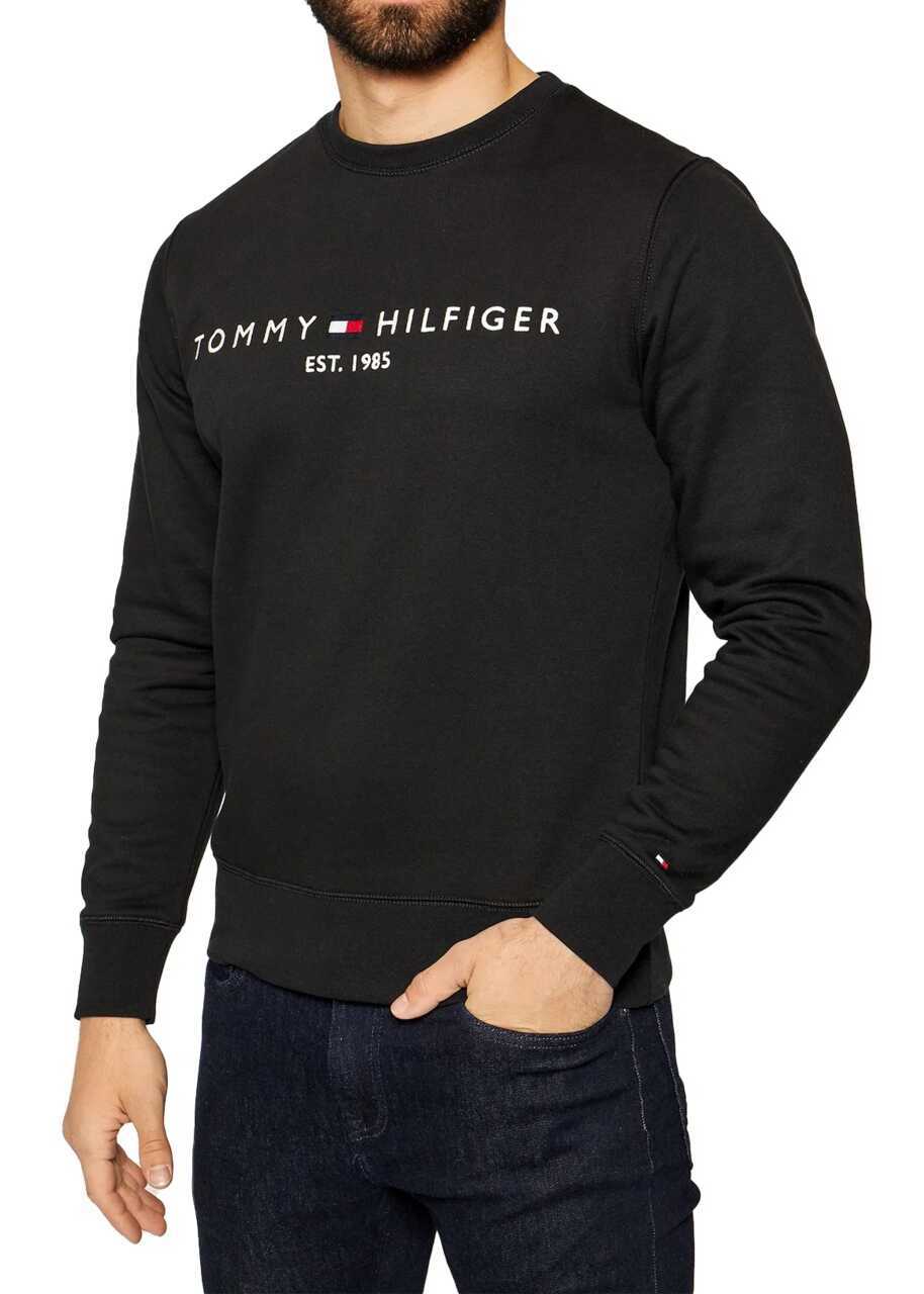 Bluze Tommy Hilfiger LOGO FLEECE SWEATSHIRT Black Barbati (BM 9321737) 2
