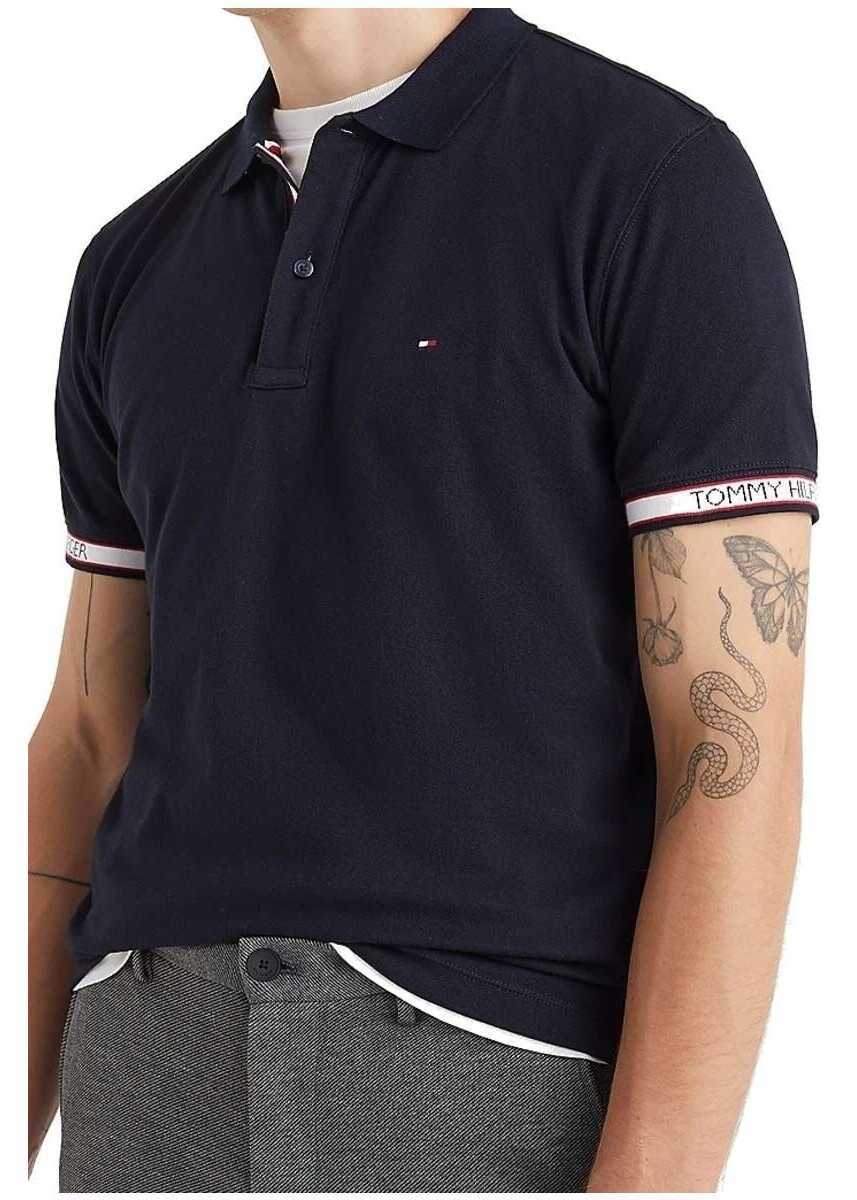 Tricouri Polo Tommy Hilfiger LOGO TAPE POLO Navy Barbati (BM 9321890) 3