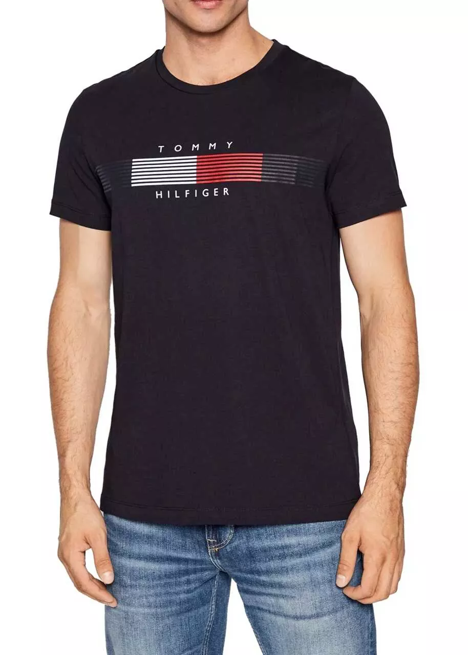 Tricouri Tommy Hilfiger CHEST CORP STRIPE GRAPHIC TEE Navy Barbati (BM 9321968) 2