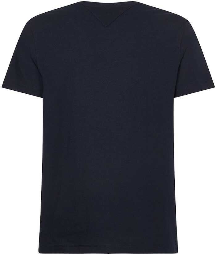 Tricouri Tommy Hilfiger LINEAR FLAG EMBROIDERY T-SHIRT Navy Barbati (BM 9321980) 3