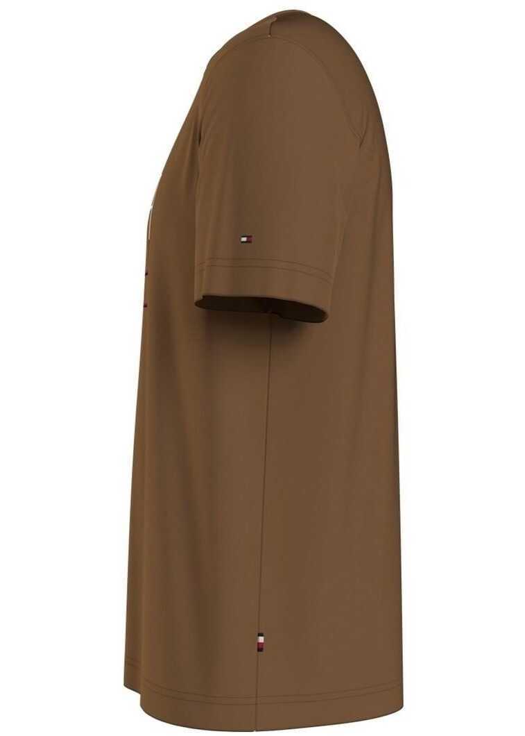 Tricouri Tommy Hilfiger OUTLINE LINEAR FLAG TEE Brown Barbati (BM 9321983) 2