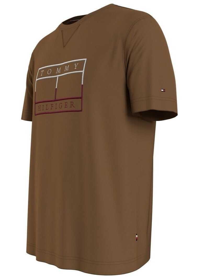 Tricouri Tommy Hilfiger OUTLINE LINEAR FLAG TEE Brown Barbati (BM 9321983) 3