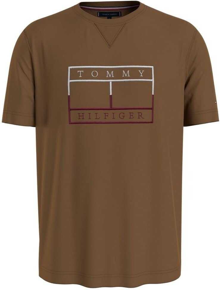 Tommy Hilfiger OUTLINE LINEAR FLAG TEE Brown