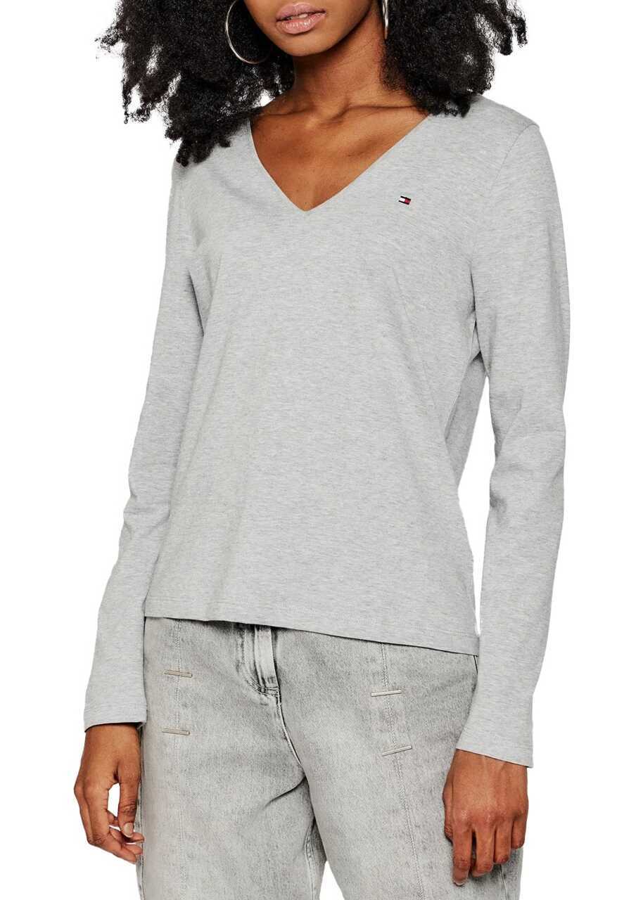 Bluze casual Tommy Hilfiger V-NECK LONG SLEEVE T-SHIRT Grey Femei (BM 9322049) 2