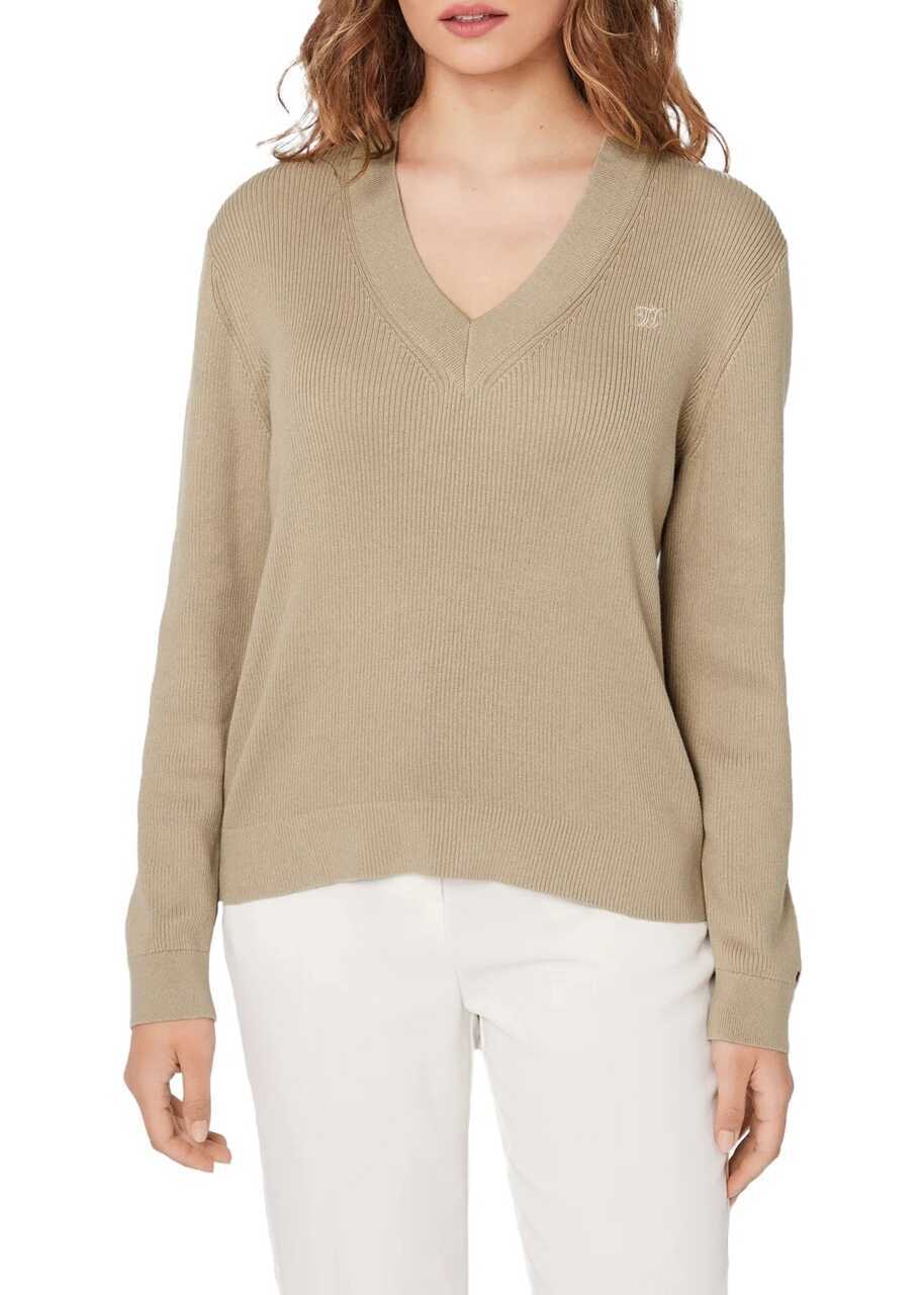 Bluze casual Tommy Hilfiger SOFT RIB KNIT V-NECK RELAXED JUMPER Brown Femei (BM 9322064) 2