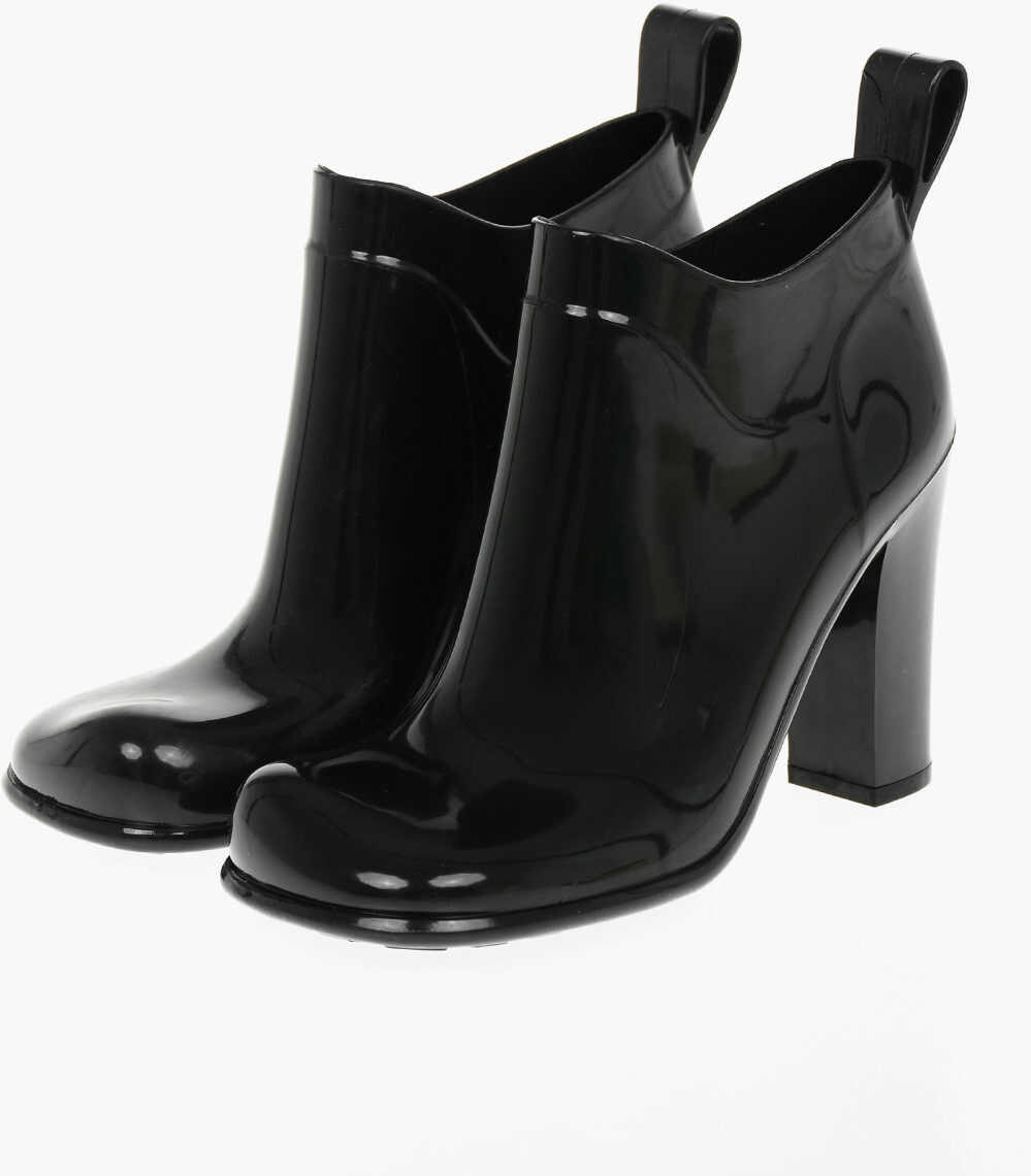Bottega Veneta Shiny-Rubber Shine Ankle Boots With Squared Toe Black