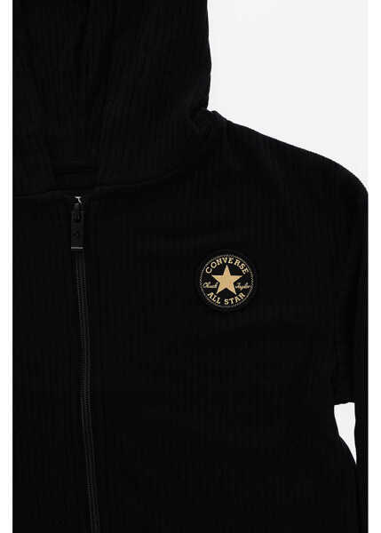 Bluze de trening Converse All Star Chuck Taylor Ribbed Sweatshirt With Hood And Zip Cl Black Baieti (BM 9322478) 2