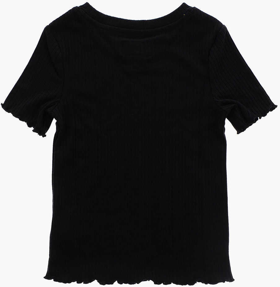 Tricouri Converse All Star Chuck Taylor Ribbed Crew-Neck T-Shirt With Scallope Black Baieti (BM 9322682) 3