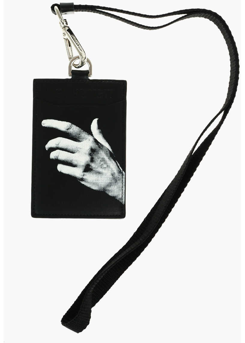 Neil Barrett Leather The Other Hand Badge Holder Black