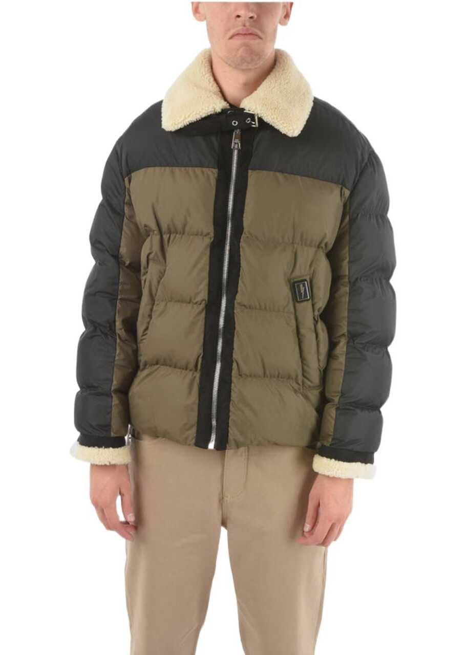 Neil Barrett Two-Tone Penfield Padded Jacket With Faux Fur Collar Black