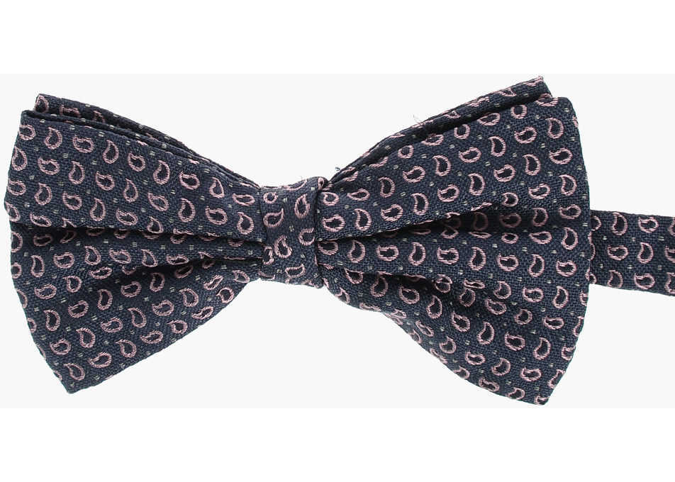 Papioane CORNELIANI Paisley Patterned Silk Bow Tie Blue Barbati (BM 9332837) 1