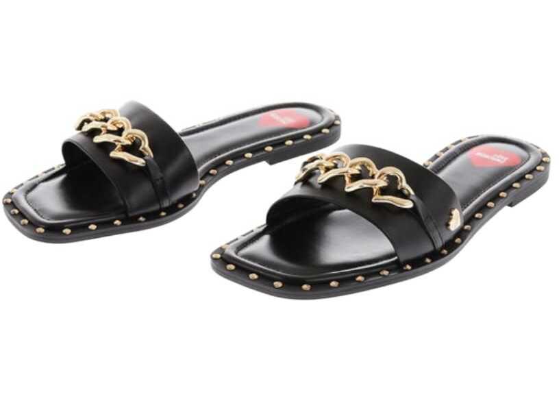 Poze Moschino Love Golden Details Leather Sandals Black