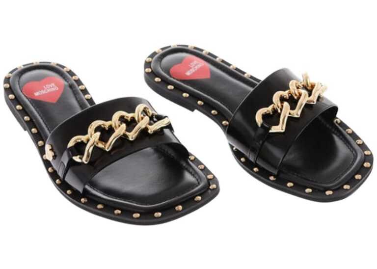 Love Golden Studs And Chain Flat15 Sandals