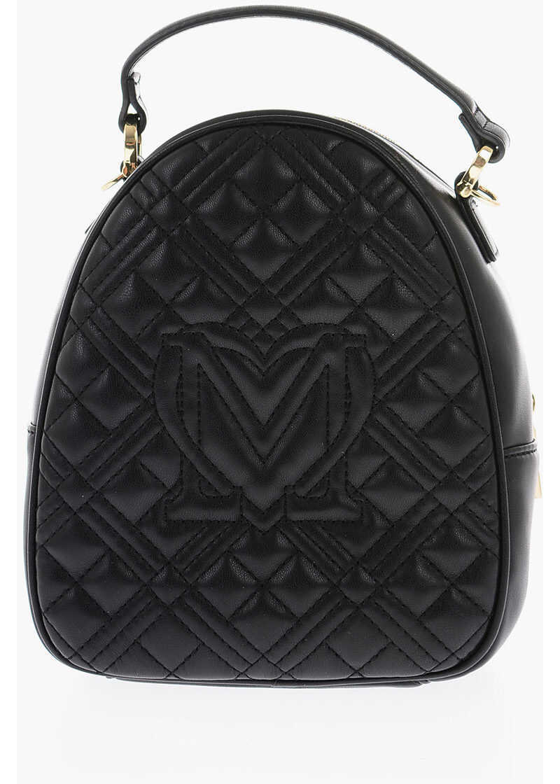 Genti de mana Moschino Love Quilted Faux Leather Mini Bag With Golden Details Black Femei (BM 9336167) 2