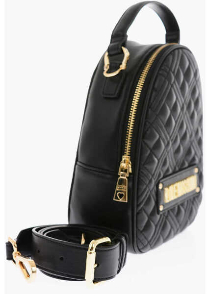 Genti de mana Moschino Love Quilted Faux Leather Mini Bag With Golden Details Black Femei (BM 9336167) 3