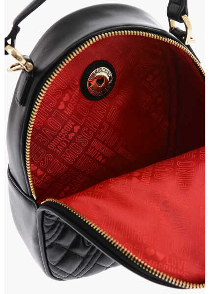 Genti de mana Moschino Love Quilted Faux Leather Mini Bag With Golden Details Black Femei (BM 9336167) 4