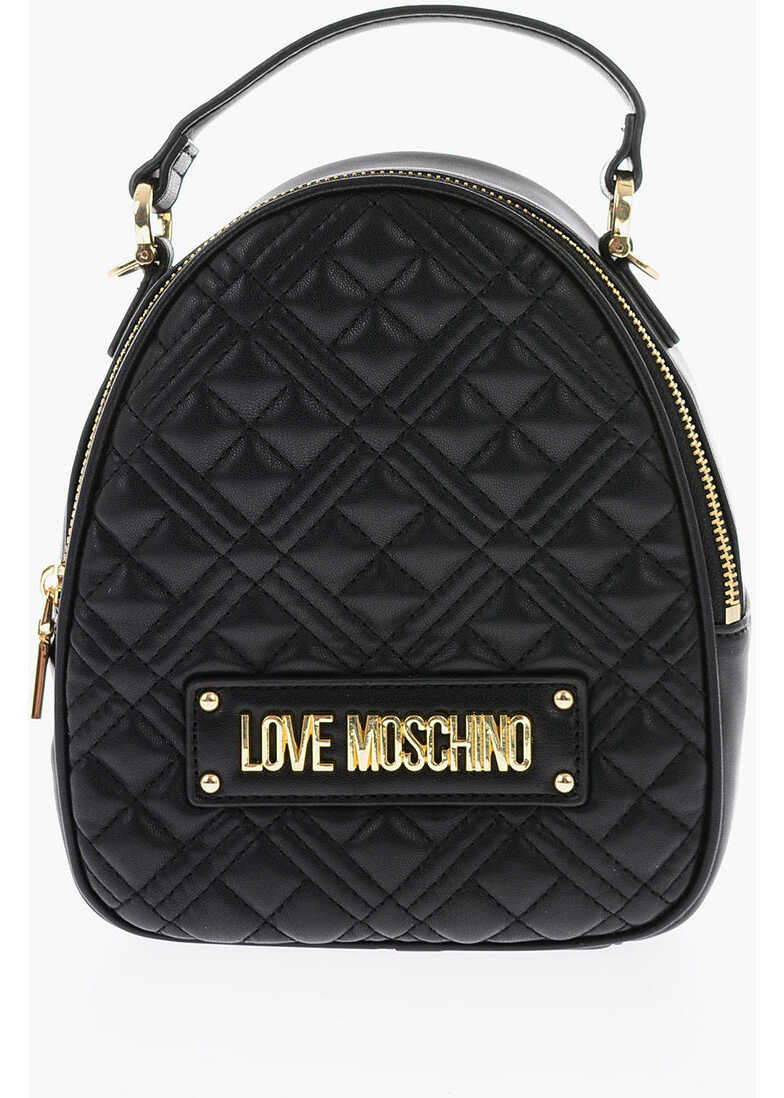 Love Quilted Faux Leather Mini Bag With Golden Details