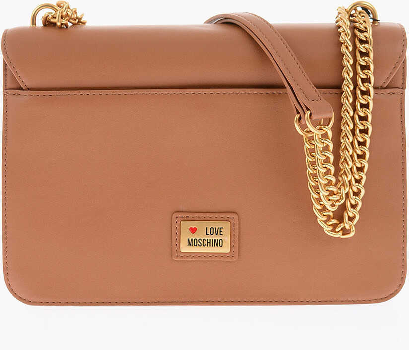 Genti de umar Moschino Love Chain Shoulder Strap Faux Leather Bag Brown Femei (BM 9336179) 2