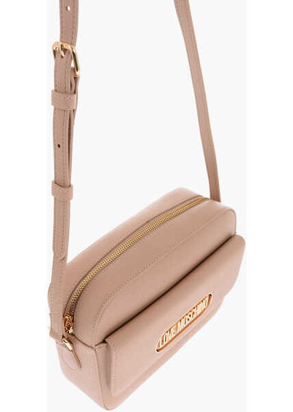 Genti de umar Moschino Love Textured Faux Leather Camera Bag With Maxi Pocket Beige Femei (BM 9336188) 3