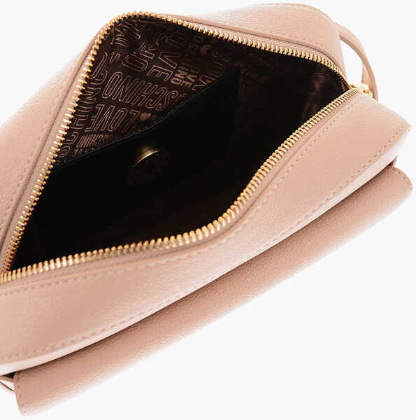 Genti de umar Moschino Love Textured Faux Leather Camera Bag With Maxi Pocket Beige Femei (BM 9336188) 4