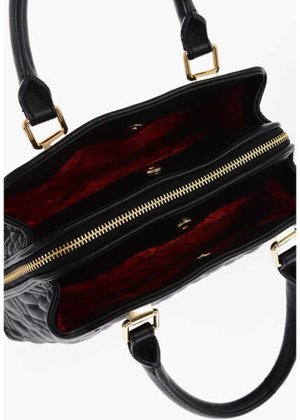 Genti de mana Moschino Love Golden Details Quilted Faux Leather Bag Black Femei (BM 9336191) 4