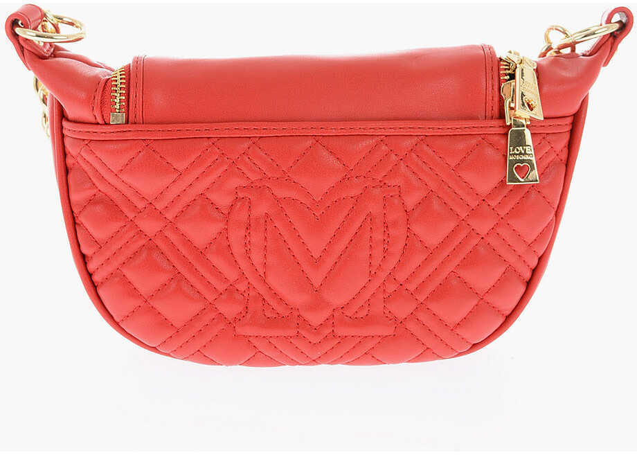 Genti de umar Moschino Love Chain Handle Quilted Faux Leather Bag Red Femei (BM 9336503) 2