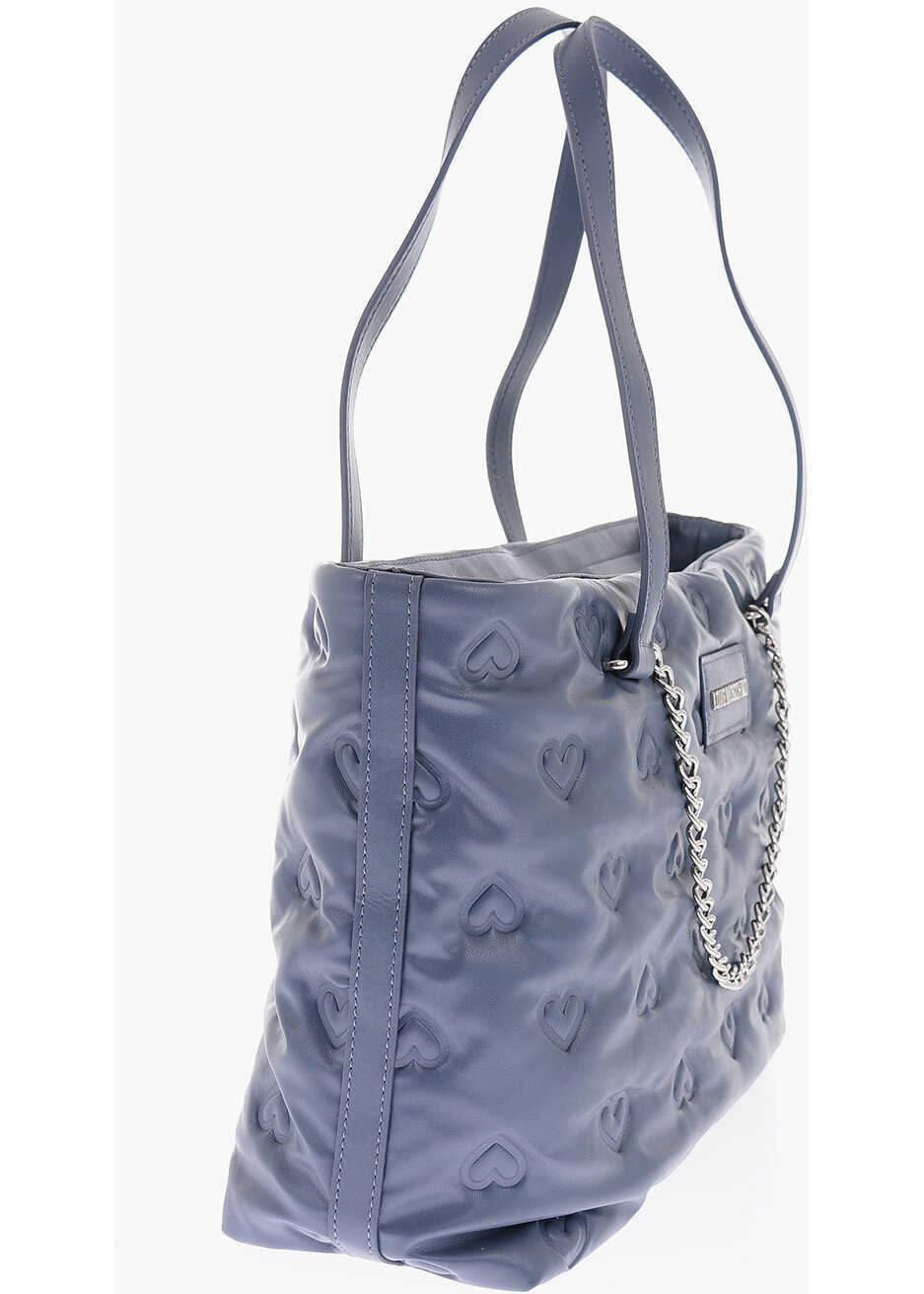 Genti de umar Moschino Love Hearts Embossed Faux Leather Shoulder Bag Blue Femei (BM 9336512) 2