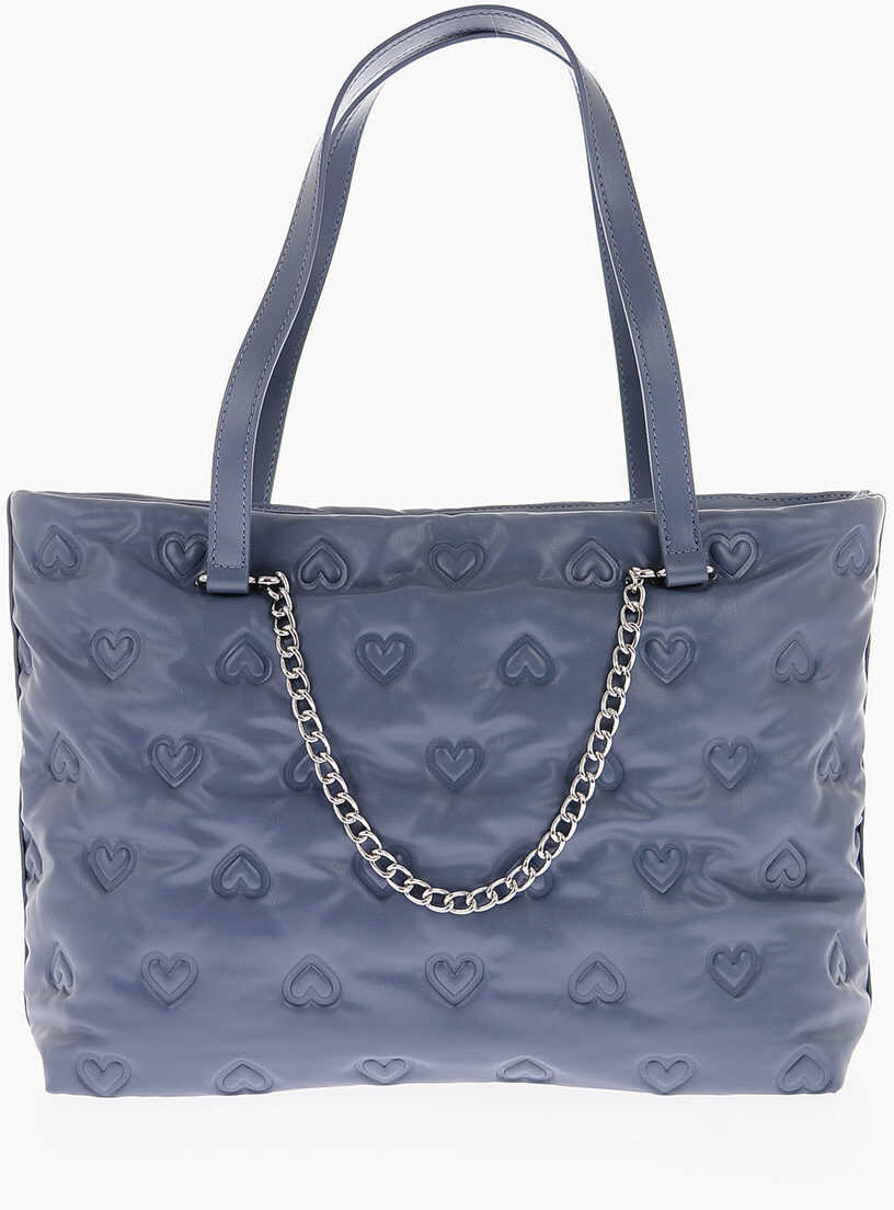 Genti de umar Moschino Love Hearts Embossed Faux Leather Shoulder Bag Blue Femei (BM 9336512) 3
