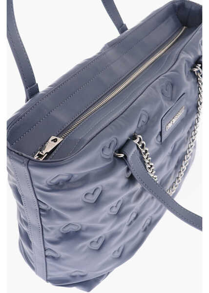 Genti de umar Moschino Love Hearts Embossed Faux Leather Shoulder Bag Blue Femei (BM 9336512) 4