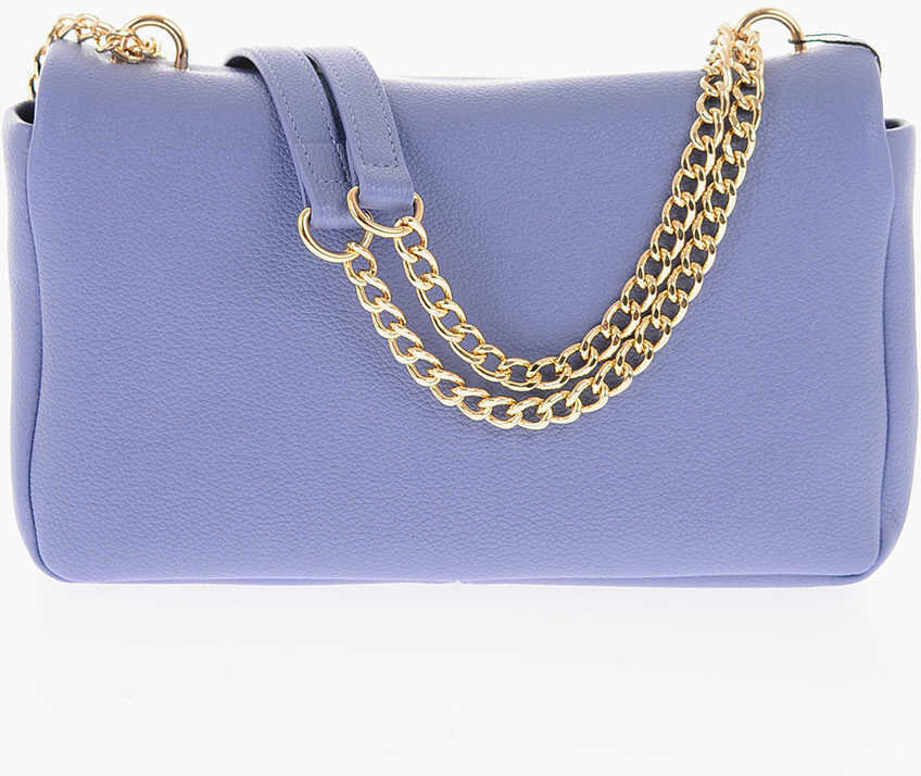 Genti de umar Moschino Love Pebbled Faux Leather Shoulder Bag With Gold Logo Violet Femei (BM 9337028) 2