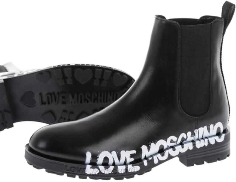 Moschino Love Leather Daily40 Chelsea Boots With Spray Logo Black