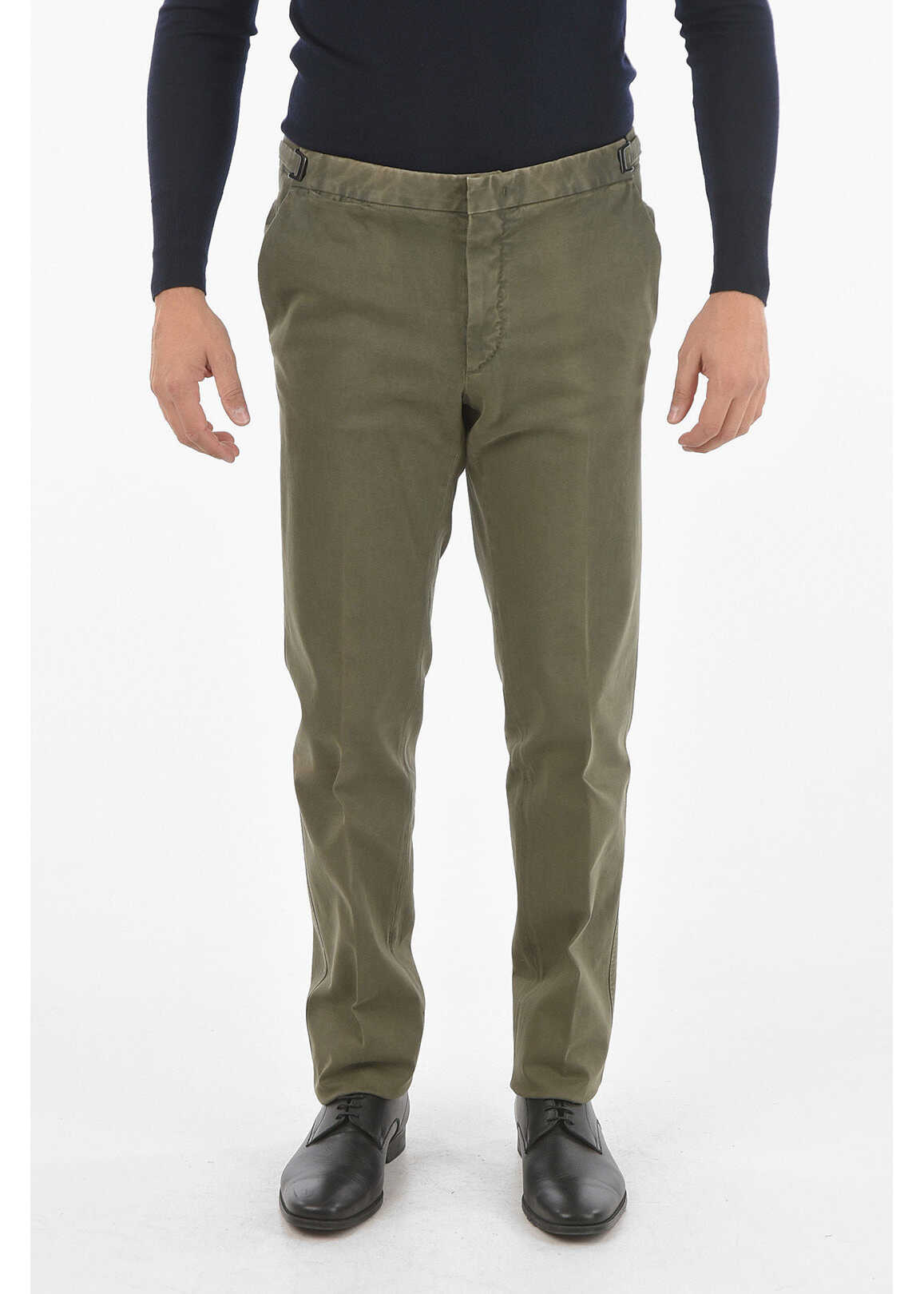 CORNELIANI Id Stretch Cotton Hand-Dyed Chino Pants Military Green