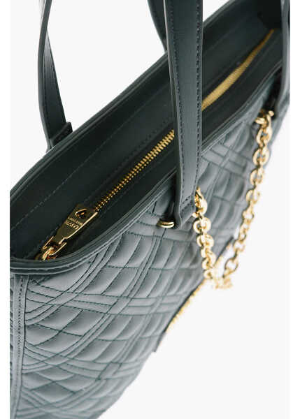 Genti de umar Moschino Love Faux Leather Quilted Tote Bag With Golden Details Green Femei (BM 9337376) 4