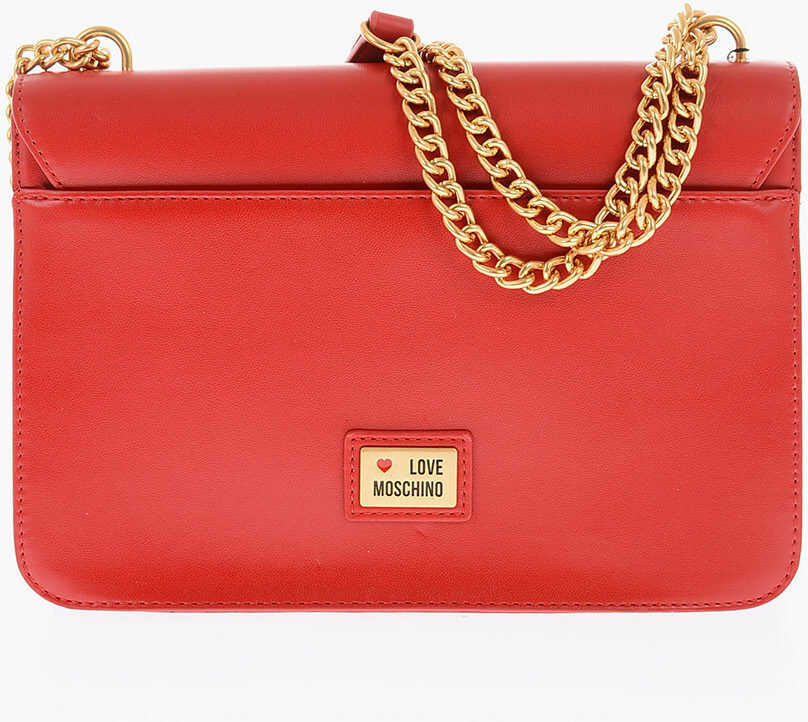 Genti de umar Moschino Love Faux Leather Bag With Chain Shoulder Strap And Golden C Red Femei (BM 9337382) 2