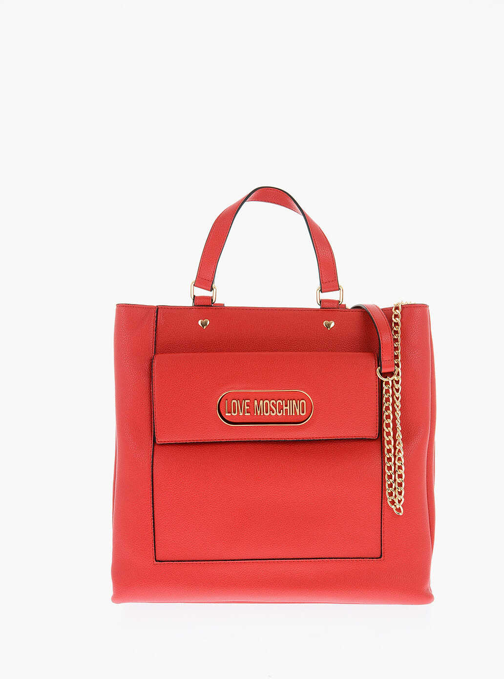 Moschino Love Faux Leather Rectangular Bag With Maxi Patch Pocket Red