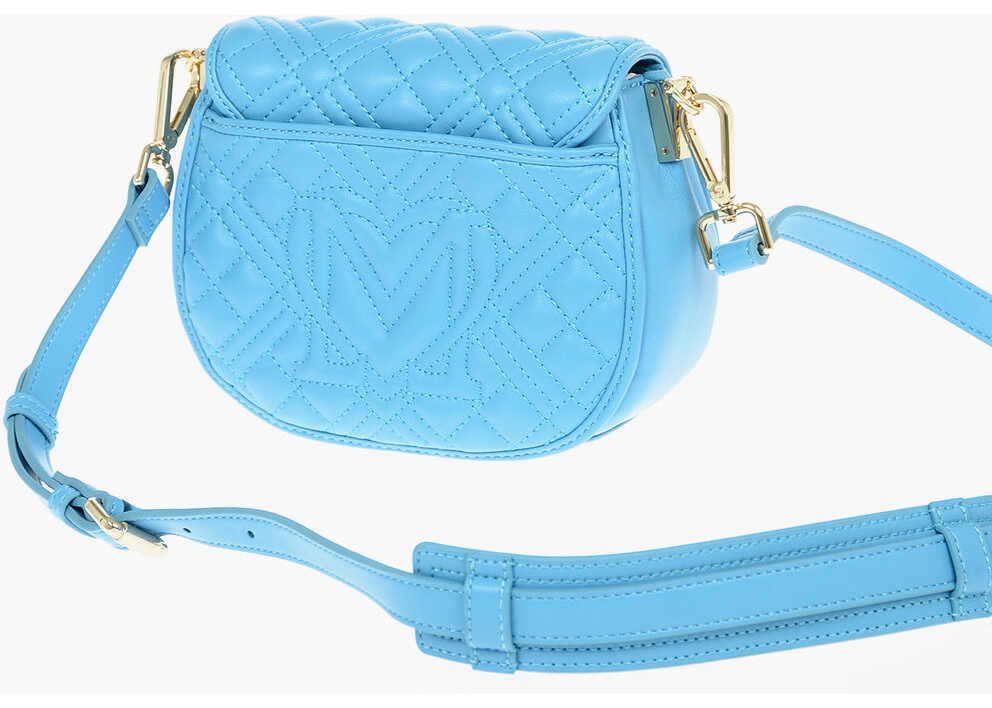 Genti de umar Moschino Love Faux Leater Crossbody Bag With Quilted Details Blue Femei (BM 9338066) 2