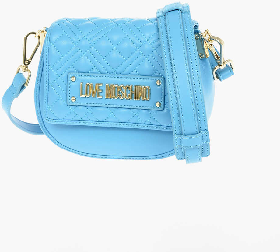 Genti de umar Moschino Love Faux Leater Crossbody Bag With Quilted Details Blue Femei (BM 9338066) 3