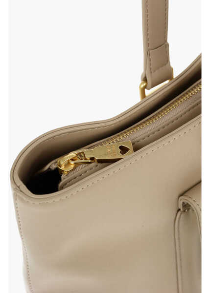 Genti de mana Moschino Love Faux Leather Maxi Front Pocket Tote Bag With Heart Clam Beige Femei (BM 9338084) 4