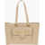 Moschino Love Faux Leather Maxi Front Pocket Tote Bag With Heart Clam Beige