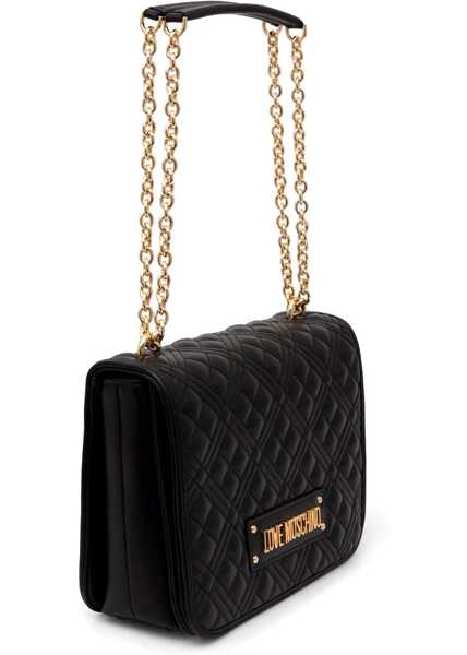 Genti de umar Moschino Love Quilted Faux Leather Bag With Golden Chain Black Femei (BM 9338087) 2